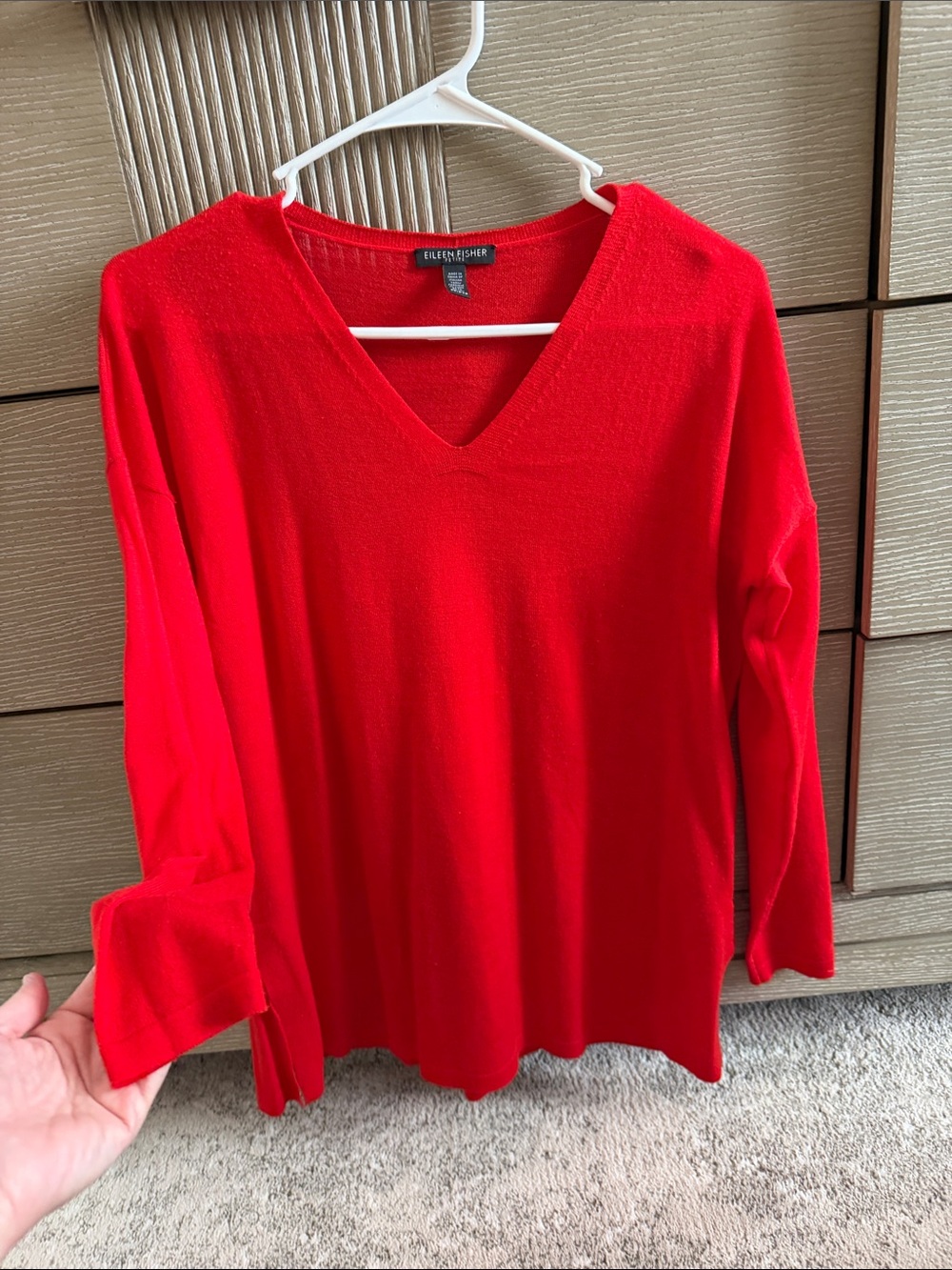 Eileen Fisher Merino Wool V-Neck Lightweight Sweater